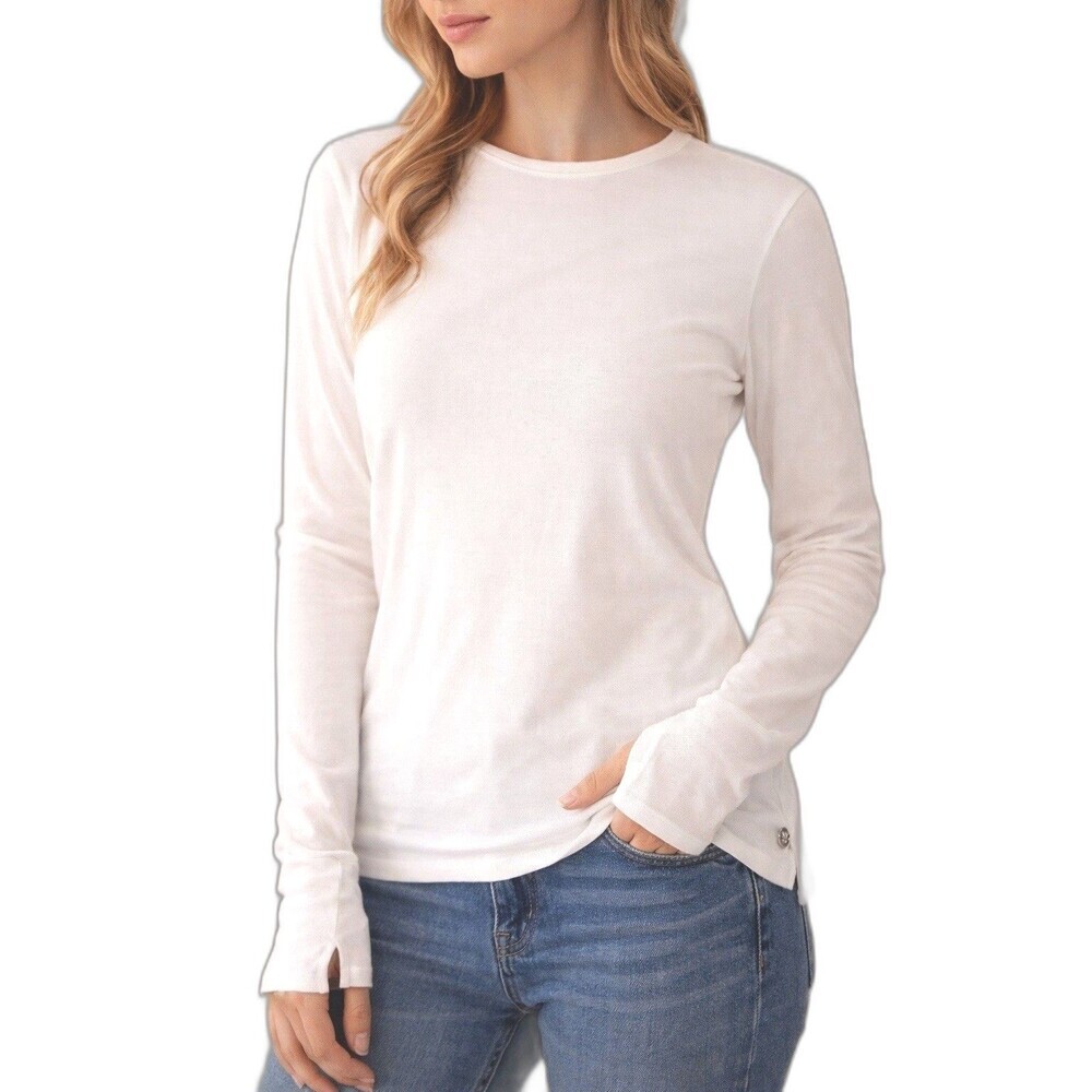 Jones New York Sport White Long Sleeve Top Modal Stretch Size S Basic
